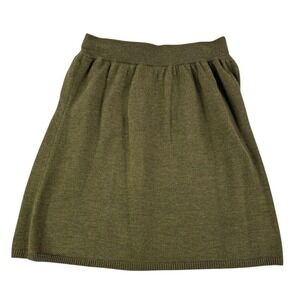 Eileen Fisher Skirt Womens Petite S Green 100% Merino Wool Knit Mini Bodycon